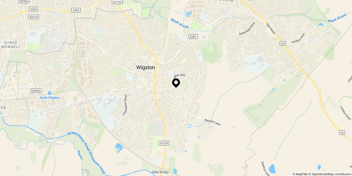 Approximate location of Creaton Court, Wigston