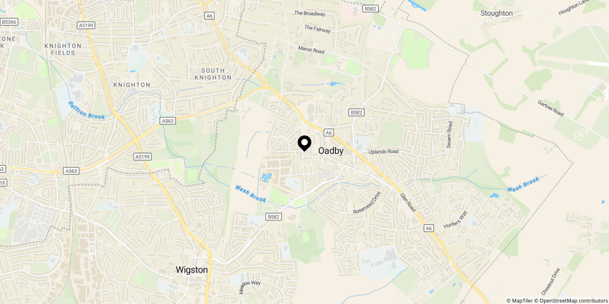 Approximate location of Bruins Walk, Oadby